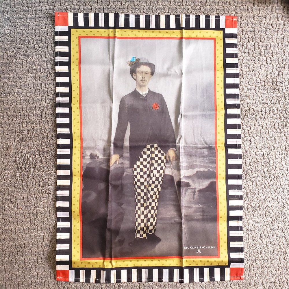 MacKenzie-Childs "Man with a View" Dish Towel 18x26"